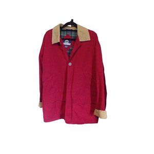 Vtg Woodlake Red Canvas Cotton Corduroy Barn Work Coat Jacket Men Size Large